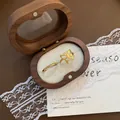 Two-piece 18k gold plated butterfly and minimalist band rings with wooden jewelry box - Butterfly Ring Style C (04-20) / Gold
