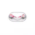Magnetic V-shaped eyewear holder brooch with pink floral pattern on white background - Upgraded / Little Floral