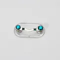 Magnetic V-shaped eyeglass holder pin with blue rhinestones and silver finish - Upgraded / Peacock Green