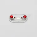 Silver V-shaped magnetic glasses holder brooch with sparkling red rhinestone accents - Upgraded / Red