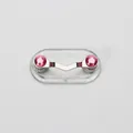 Silver V-shaped magnetic glasses holder brooch with two sparkling pink gemstones - Upgraded / Rose Red