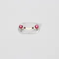 V-shaped magnetic glasses holder pin with shimmering pink crystals on silver metal - Upgraded / Purplish Red