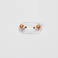 Silver V-shaped magnetic glasses holder brooch with orange gemstones for collars - Upgraded / Gold