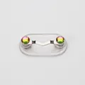 Magnetic eyeglass holder with V-shape silver metal and gradient pink rhinestones - Upgraded / Rainbow