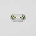 Silver V-shape magnetic glasses holder with emerald green faceted crystals - Upgraded / Light Green