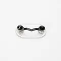 Magnetic V-shaped eyeglass holder with black faceted stones and wave link design - Upgraded / Black Base Black Zirconia