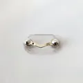 Silver V-shape magnetic eyewear holder clip made of polished metal with cone studs - Upgraded / Mineral Silver