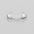 Silver magnetic glasses holder brooch with double round rhinestones in clear plastic tray - Upgraded / White Base White Zirconia