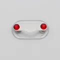 Magnetic eyeglass holder brooch with red rhinestones and V-shape magnetic clip - Upgraded / White Base Bright Red