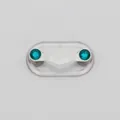 Magnetic V-shaped brooch and glasses holder with lake blue crystal inlays - Upgraded / White Base Malachite Green