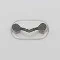 Magnetic V-shape glasses holder clip with silver finish and transparent base for clothing - Upgraded / Painted Grey