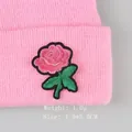 Rosa Rosenblüten-Stickerei-Aufnäher mit grünen Blättern für DIY-Kleidungsdekoration - Rosa Rose (GZ-4445)