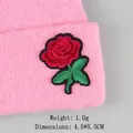 Red rose flower embroidery patch with green leaves, 4.5x5.5cm DIY sewing applique - Red Rose (GZ-4449)