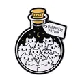 Happiness Potion enamel pin featuring white kittens and moon inside a potion bottle - Happiness Potion Cats Style (QHXZ4261)