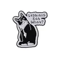 Funny enamel cat pin with cartoon speech bubble and bold black and white finish - Black and White Dialogue Cat Style (qhxz3883)