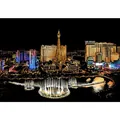 Las Vegas city night view scratch art kit featuring golden landmarks on black background - Las Vegas