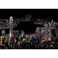 Rainbow city scratch art featuring the Hong Kong Victoria Harbor night skyline - Victoria Harbour