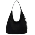 Grand sac hobo noir en simili daim avec bandoulière réglable et design minimaliste - Noir