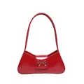 Borsa sottobraccio rossa minimalista in ecopelle lucida con fibbia a fiocco argento - Rosso