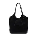 Minimalistische schwarze Tragetasche mit Samttextur und elegantem Schleifendetail - Schwarz
