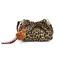 Mini leopard print bucket bag with drawstring detail and plush bear charm accent - Leopard Brown With Charm