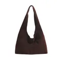 Minimalist brown suede oversized hobo shoulder bag with a seamless strap design - Brown
