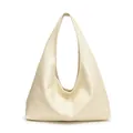 Bolso tote hobo minimalista en cuero PU blanco crema de gran capacidad para el diario - Blanco
