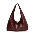 Bolso tote minimalista de cuero suave rojo intenso con acabado brillante y gran capacidad - Rojo