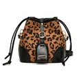 Bucket Bag mit Leopardenmuster, schwarzem Lederimitat und goldfarbenen Details - Leopard Schwarz