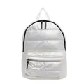 Quilted white puffer backpack for women featuring lightweight padding and double zippers - Off White