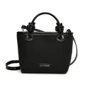 Schwarze Vintage-Beuteltasche in Matt-Optik mit Knotengriff und Schultergurt - Schwarz