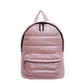 Pink quilted puffer backpack for women made of lightweight down fabric in metallic finish - Pink