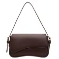 Borsa a tracolla marrone scuro vintage con trama litchi e fibbia dorata - Marrone