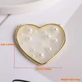 Detail of 18K gold plated heart pendant with white faux pearls and dimensions - Heart (Large)
