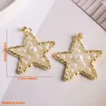 Macro detail of 18K gold starfish pendant with pearls and dimensions for DIY jewelry - Star (Medium)