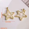 Detailed view of 18K gold plated star charm with pearls and dimension measurement - Small Star