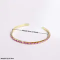 18K vergoldeter offener Armreif mit violetten Emaille-Dreiecken und 5cm Durchmesser - Lila