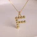 18K gold plated necklace with 3D beaded letter F pendant and shiny balloon finish - Letter F
