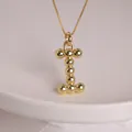 18K gold plated minimalist necklace featuring a polished letter I balloon style pendant - Letter I