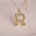 18K gold plated necklace with a bubbly letter R pendant on a sleek box chain - Letter R