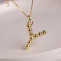 18K gold-plated initial Y pendant necklace featuring a round bubble letter design - Letter Y