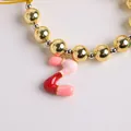Pulsera de cuentas bañada en oro 18K con colgante letra Z de esmalte estilo bohemio - Letra Z