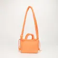 Lightweight bright orange puffer tote bag with quilted padding and soft shoulder strap - One Size / Orange