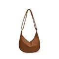 Karamellbraune Halbmond-Tasche aus strukturiertem Kunstleder mit verstellbarem Riemen - Braun