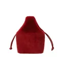 Schicke rote Handtasche aus Kunstpelz mit Kordelzug aus Leder für Herbst Winter - Burgunderrot