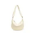 Schicke beige Hobo-Umhängetasche mit Lederstruktur und verstellbarem Riemen - Weiß