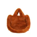 Chic caramel plush tote bag with soft faux fur texture for women's autumn winter fashion - Brown