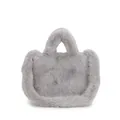 Faux fur tote bag in light gray color with a soft texture for autumn and winter - Gray