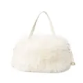 Chic white fluffy faux fur handbag for women with adjustable thin shoulder strap - White
