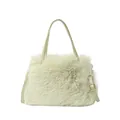 Chic mint green faux fur handbag with PU leather handle and gold buckle shoulder strap - Green
